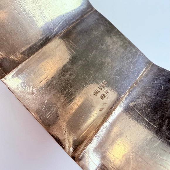 Artisan BIG Orange & Pale Jade Handmade 35mm Wide Sterling Silver Cuff Bracelet - Picture 9 of 11